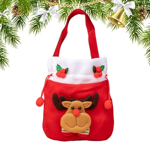 クリスマス ギフト バッグ,ハンドル付き再利用可能 - 小さな クリスマス キャンディ 巾着 袋 | 幼稚園・教室・家庭・コミュニティ・学校・家族集会用
