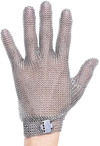 Caprihom Chainmail Glove Highest Level Cut Resistant Glove Food Grade Stainless Steel Metal Mesh Glove for Meat Cutting, Fishing, Oyster Shucking (L -1PCS)
