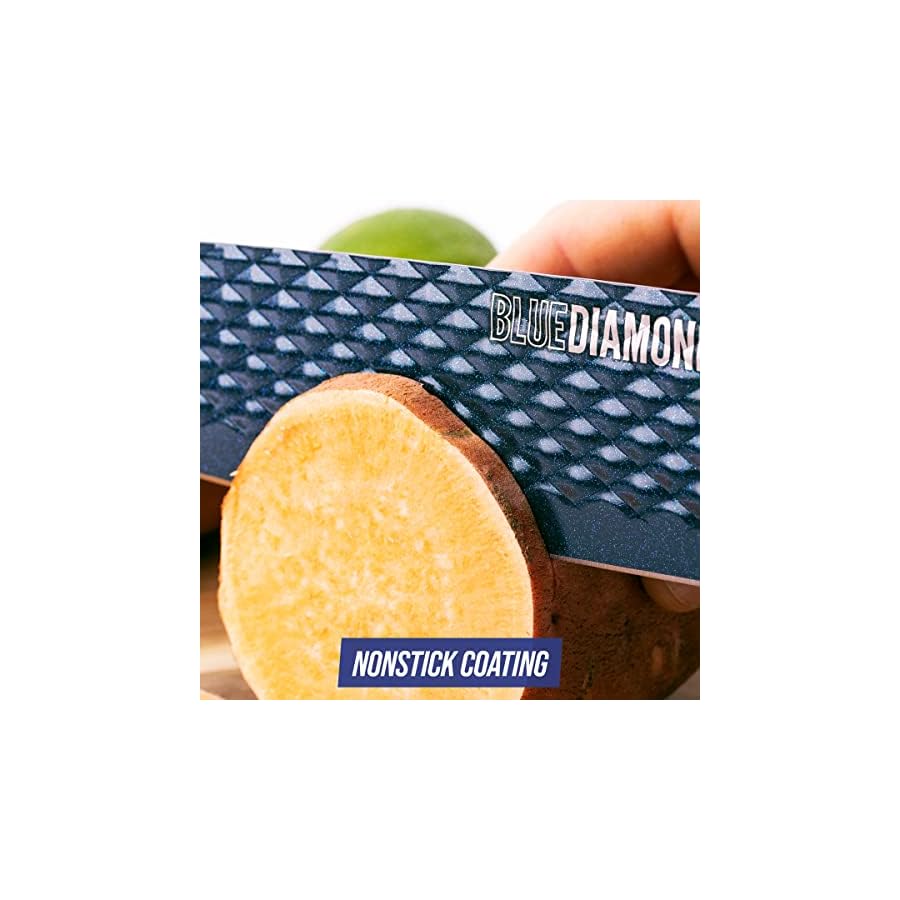 Blue-Diamond-Sharp-Stone-Nonstick-Stainless-Steel-Cutlery-14-Piece-Wood-Knife-Block-Set-with-Chef-Steak-Knives-and-more-Diamond-Texture-Blade-Dishwasher-Safe-Knives-Blue Blue Diamond Sharp Stone Nonstick Stainless Steel Cutlery, 14 Piece Wood Knife Block Set with Chef Steak Knives and more, Diamond Texture Blade, Dishwasher Safe Knives, Blue