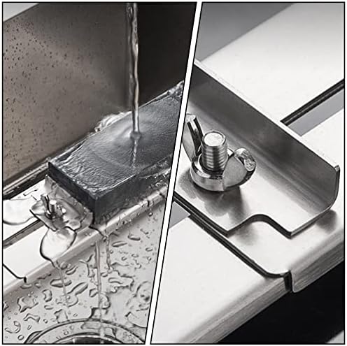 Sharpening Stone Stainless Steel Holder: Kitchen Sink Bridge Adjustable Whetstone Slider Rack Hardware Accessories 41x6. 5cm