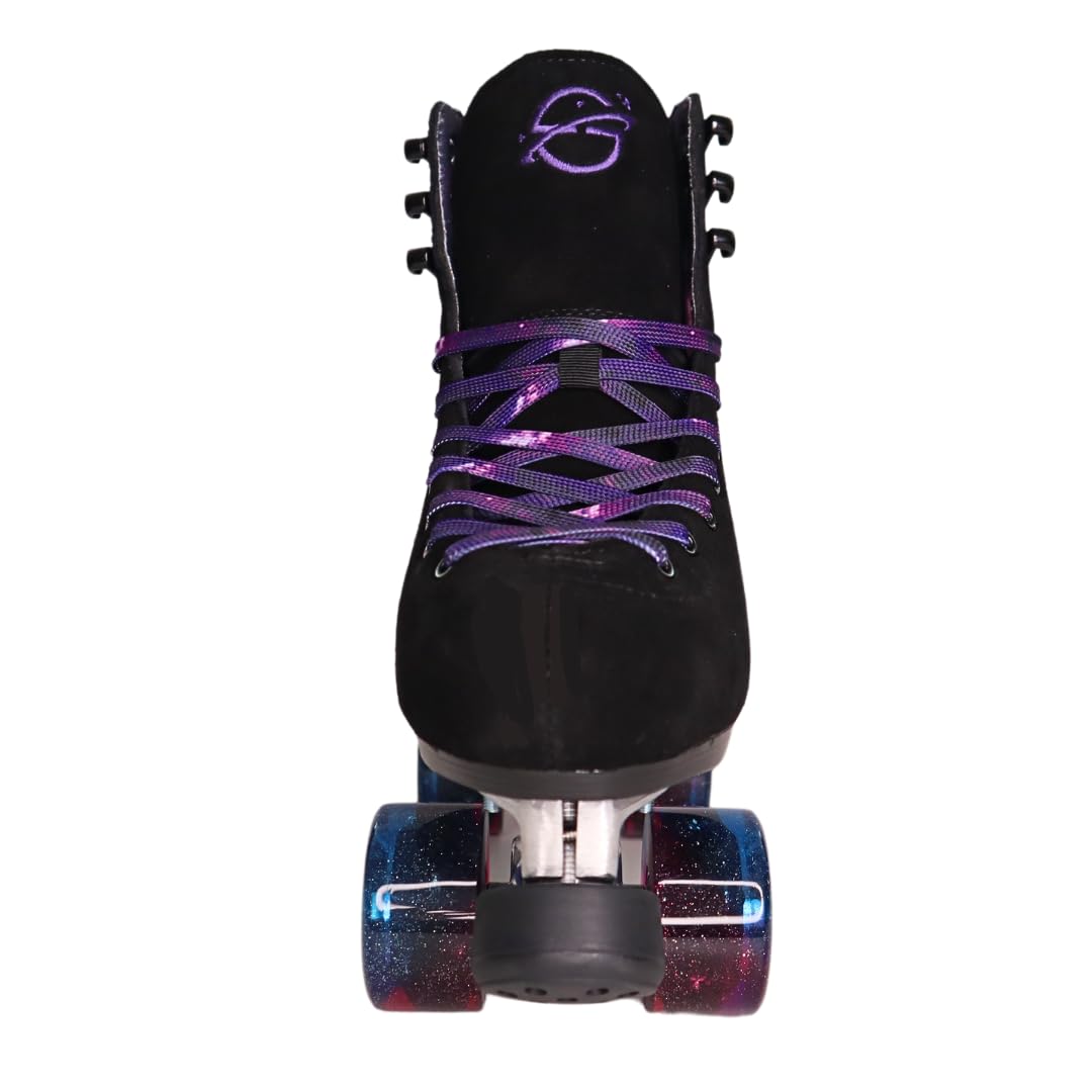 Galaxy Skates Mercury Twilight LED Roller Skates - Women's Suede Leather Light Up Quad Skates, Indoor Outdoor Skating, Adjustable Premium Roller Skates Multiple Sizes (11)