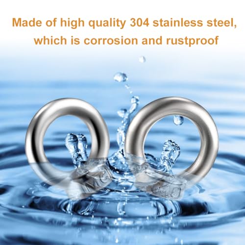 6 Stück Ringmuttern M8, Ringmutter, M8 Edelstahl Ringmutter, Augenmutter 304 Edelstahl, Ringösen M8, Ringösen Gewinde, Augenmuttern, Ringmutter Edelstahl, Ösenmutter Ringmuttern