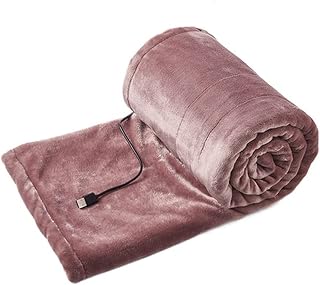 Manta térmica portátil eléctrica inalámbrica para mujer, manta térmica cargable por USB, manta de franela suave con 3 niveles de calefacción, lavable a máquina (color: rosa, tamaño: