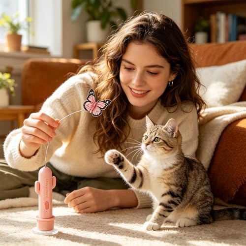 Juguetes interactivos para gatos con 2 modos de juego recargable de 15x5 cm 4
