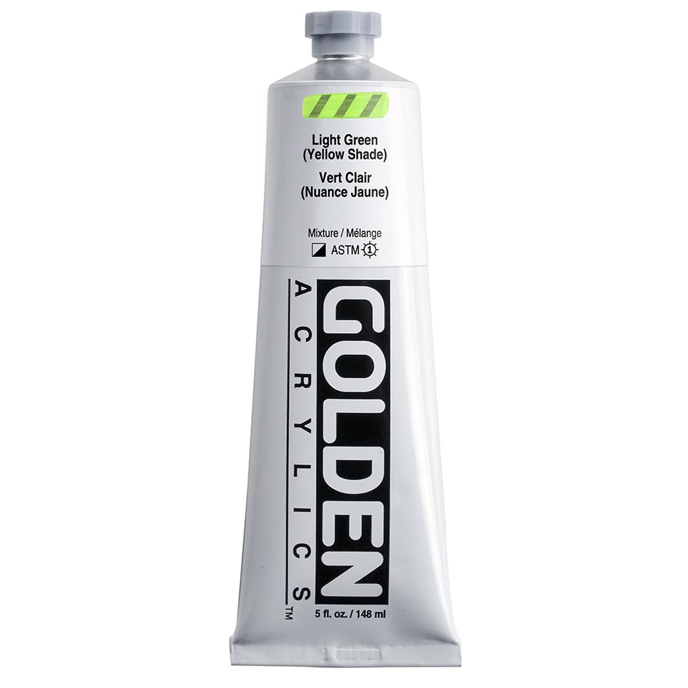 Heavy Body Acrylics by GOLDEN, Light Green (Yellow Shade), 5 fl. oz. Tube, Professional Acrylic Paint, Semi-Opaque