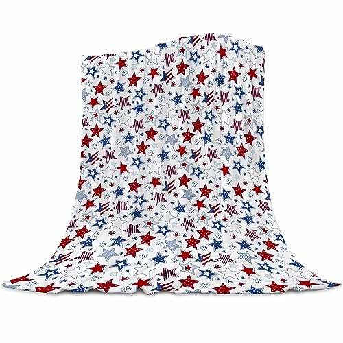 Patriotic Throw Blanket - 4th of July American Flag Blanket with Stars & Stripes | Memorial Day & Independence Day Plush Flannel Blanket | Red White Blue USA Throw for Couch, Sofa & Bed (60"x80") by ubnlkto - Used condition - US$23.72