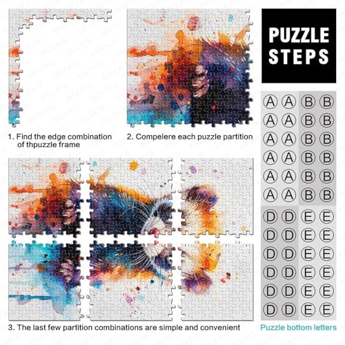 Puzzle de hurón acuarela de 1000 piezas, el regalo de arte animal para adultos 5