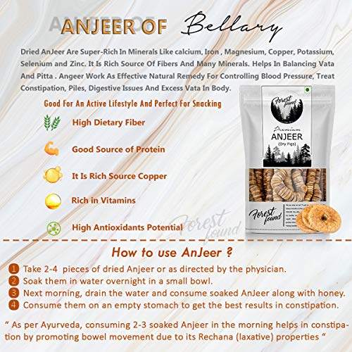 Image of Forest Found Dried Figs (Anjeer) - Fat-Free, Gluten-Free, High in Calcium & Iron, Natural Sweetness, Ideal for Healthy Snacks, Baking, and Indian Sweets (400g)
