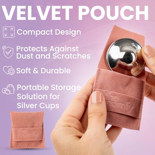 The MOMFY Silver Nursing Nipple Shields - Trilaminated Protective Nursing Cups for Breastfeeding, Nickel Free | Free Storage Pouch - Regular