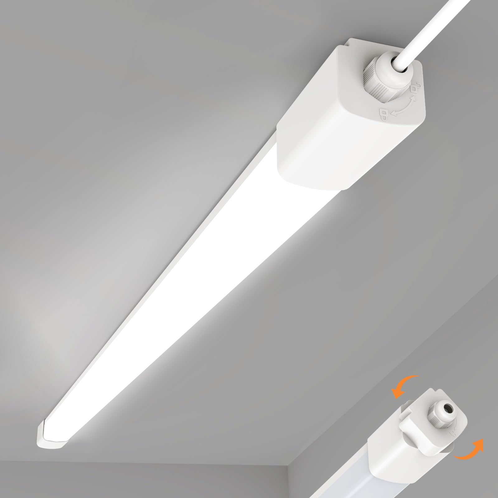 Amdelne Led Feuchtraumleuchte 60CM, 18W 1800lumen Kaltlweiß 4000k, Wasserfest IP65 Einfache Montage Wannenleuchte Flach Led Werkstatt Deckenleuchte Werkstattlampe FüR Keller BüRo Garage