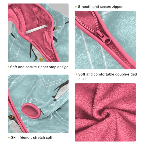 OTVEE Penguin Animals Pattern Kids Hoodie Jacket Fall Spring Full Zip Warm Outwear Coat3