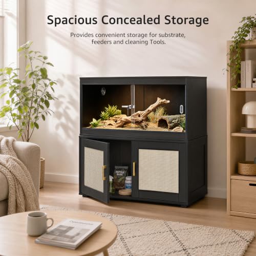 Image of Reptile Tank Stand for Unipaws 50 Gallon Reptile Tank, Storage Cabinet