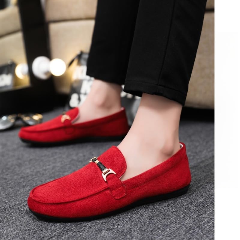 Men's Flat Loafers - Single-Color Canvas Upper, Fabric Lining, Rubber Sole, Round Toe Design, Suitable for Outdoor Business Casual wear.2