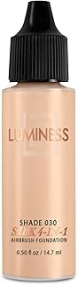 Luminess Air Silk 4-In-1 Airbrush Foundation- Foundation, Shade 030 (.5 Fl Oz) - Sheer to Medium Coverage - Anti-Aging Formula Hydrates and Moisturizes - Professional Makeup Kit for Cordless Air Brush