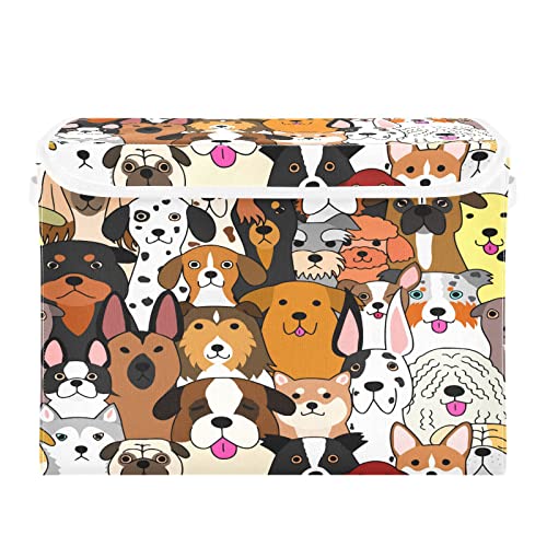 Mnsruu Storage Boxes with Lids, Cute Doodle Dog Print Animal Large Storage Basket Organizer Shelves Cube Bin Toy Clothes Underbed - Image 3