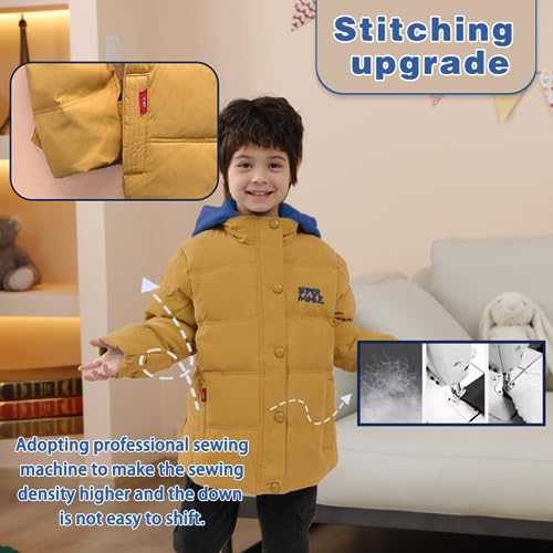 XIFAMNIY Kids Thicken Hooded Jacket Warm Winter Coat Windproof Outwear for Boys Padded Jacket Cool Casual 5-10T2