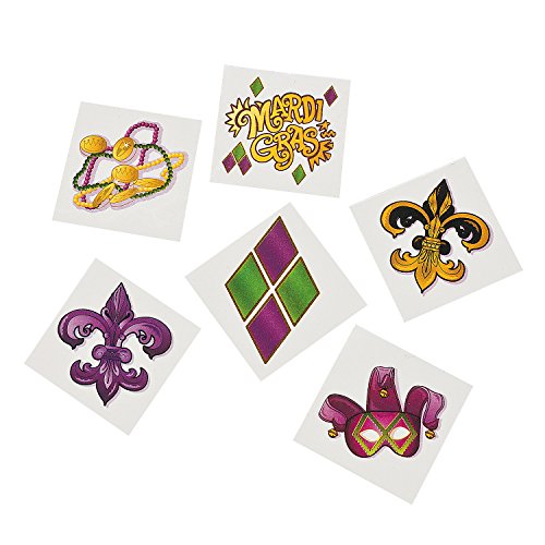 Mardi Gras Tattoo Assortment - 72 pcs