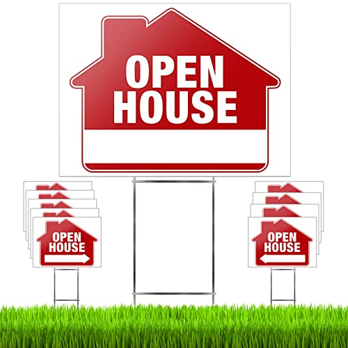 Open House Signs (10 Pack) – Premium Large 24” X 18” Open House Signs For Real Estate With Stakes – Professional Double-Sided Realtor Signs With Directional Arrows & Heavy Duty Yard Sign Stakes… #TOP6