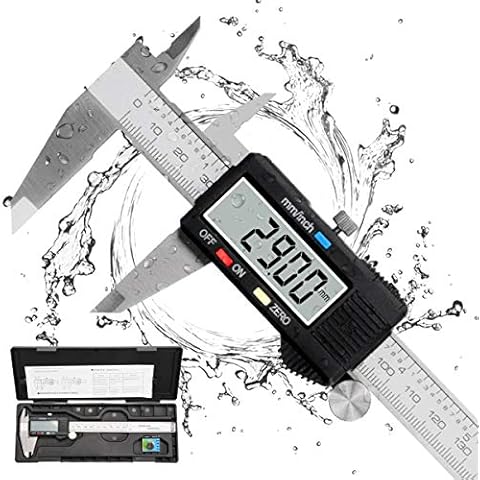 Messschieber Digital, Qfun Edelstahl Schieblehre Messwerkzeuge 150mm Spritzwasserdicht Staubdicht Schieblehre Digital mit LCD Display für Haushalt und Industrie Messung Messlehre Cover