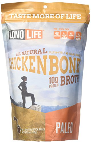 LonoLife Chicken Bone Broth Powder with 10g Protein, Paleo and Keto Friendly, Stick