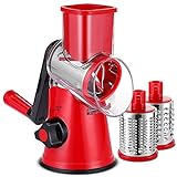 HMILYDYK Manueller rotierender Küchenschneider, rund, für Gemüse, Obst, Käse, Reibe, Zerkleinerer, Küchenwerkzeug, Rot