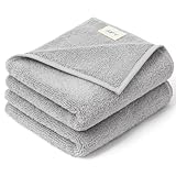 AIFY シティタオル フェイスタオル 2枚セット 厚手 ふわふわ 速乾 吸水 耐久性 綿 ホテル仕様 抗菌 防臭 無地 肌にやさしい エステ サロン 新生活 ギフト 34×80cm ライトグレー