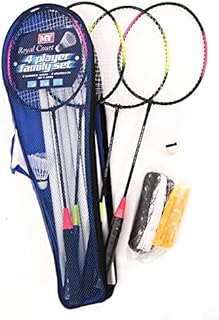 M.Y Family Badminton Set with Net 4 Player Badminton Rackets for Garden, Park or Beach
