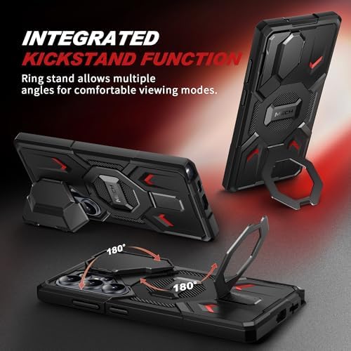 TONGATE Magnetic Stand for Samsung Galaxy S26 Ultra Case, Compatible with Magsafe, [Camera Cover & 2 Front Frames][Military Drop Protection] S26 Ultra Case Built-in Screen Protector & Belt Clip, Black — view 5