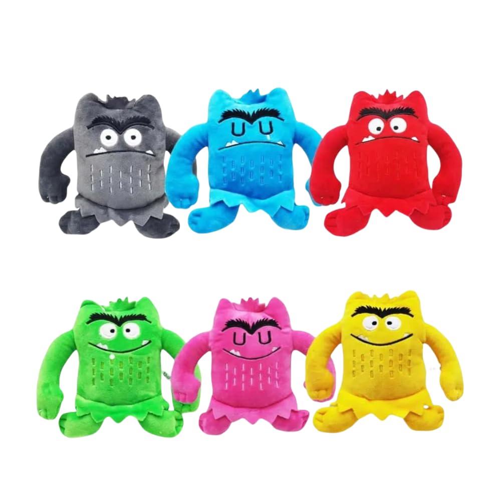 6 Pack Color Monster Plush Toys (13cm/5in) - Blue Sad & Yellow Happy Soft Stuffed Animals for Kids, Emotional Learning Dolls Gift Set