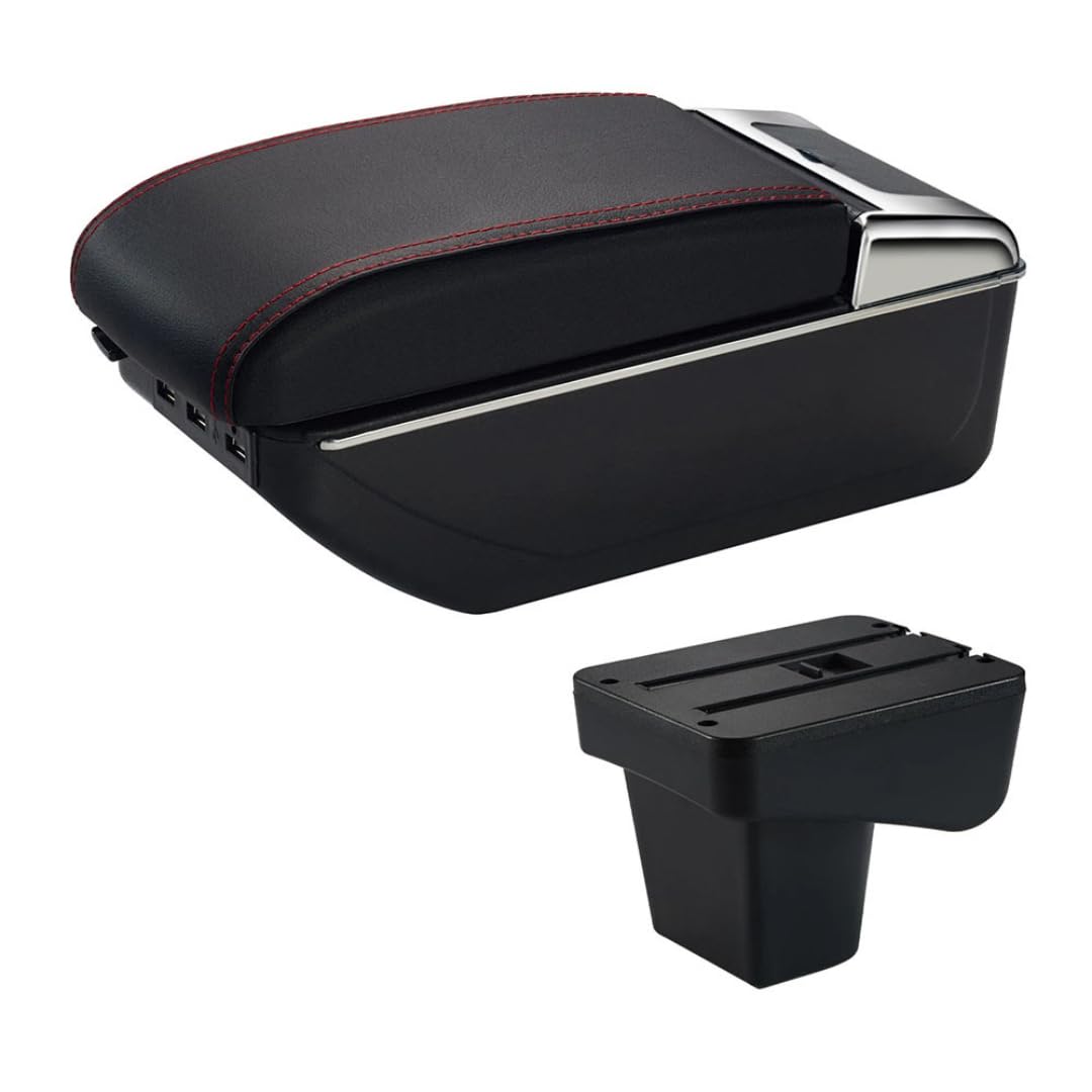 Toiumops Armrest for Suzuki Vitara, Car Armrest Box Center Console Store Box(C1 Red Line USB)