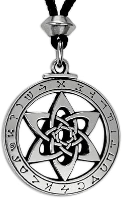 Pepi Celestial Star Pendant - Astrologers Kabbalah Angel Necklace | Pewter sacred hexagram star design; invokes guardian of the constellations; comfortable 30-inch adjustable necklace cord