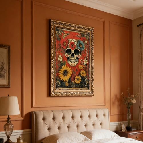 Art folklorique mexicain Calavera impression sur toile haut de gamme 20x30 - 7