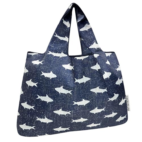 allydrew Large Foldable Tote Nylon Reusable Grocery Bags, Ocean Fish