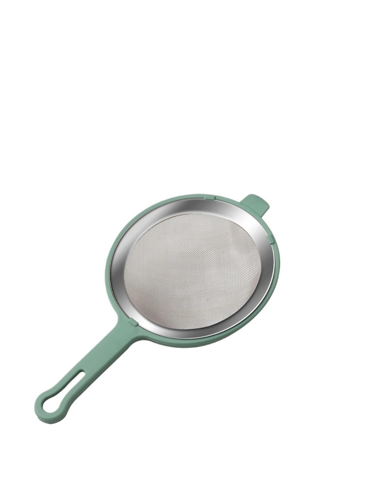 Mehlsieb-Set aus 304 Edelstahl, 2 Stück, Küchensieb mit Kunststoffgriff zum feinen Sieben von Mehl, Saft, Sojabohnenmilch, 11 cm, grünes Backwerkzeug