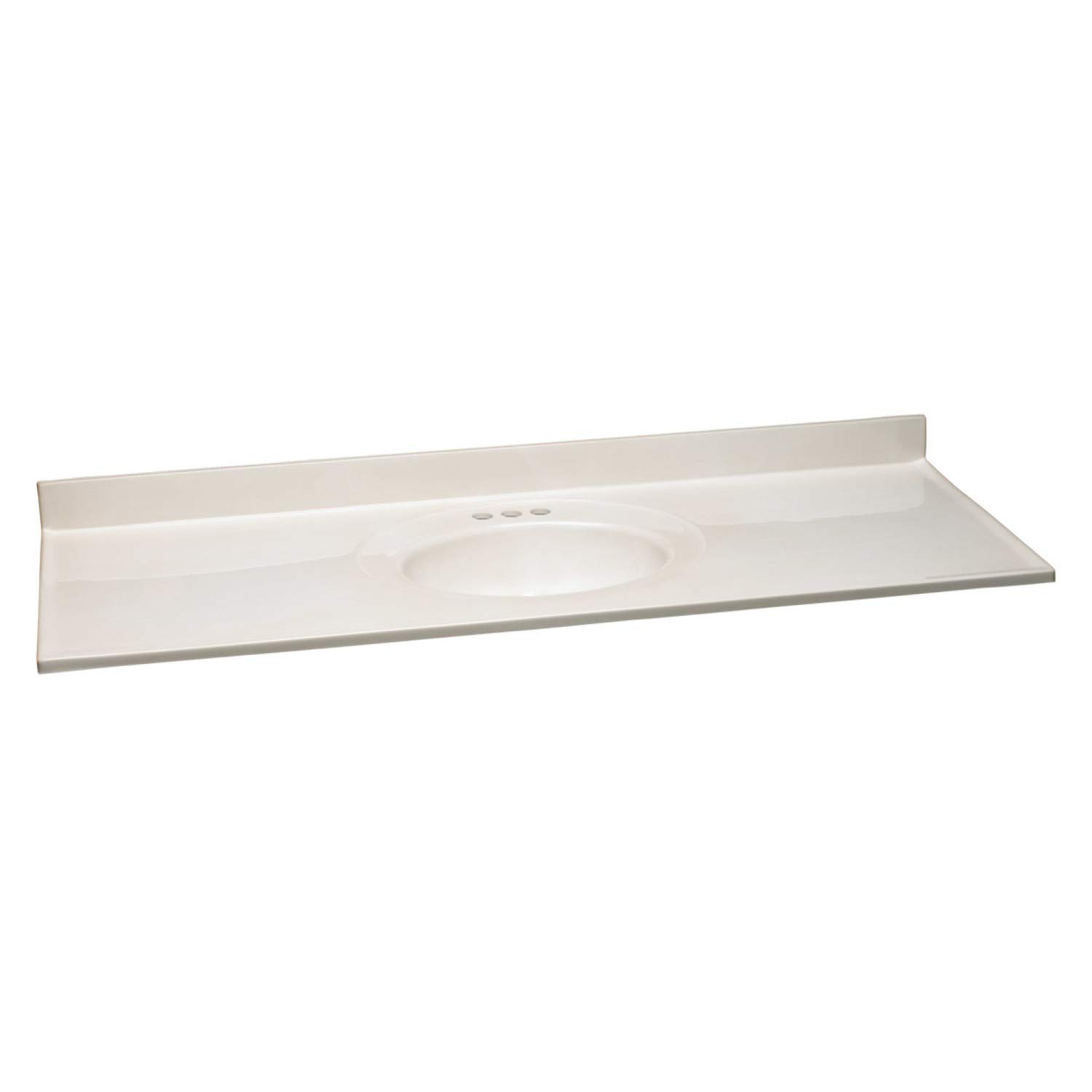 Design House 597419 Cultured Marble 61x22 Vanity Top with Integrated Oval Bowl, Reinforced Packaging, White on White (Minor Chipping Left Side Facing - Mild)