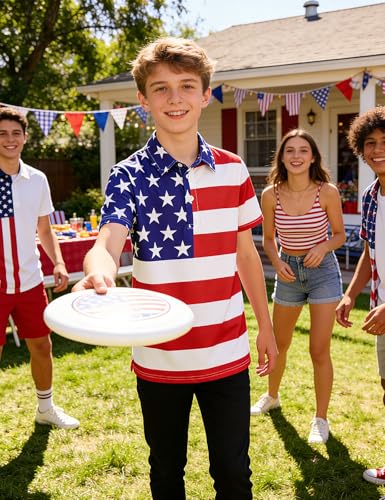 Cuddomper Boys Polo Shirt Size 9-10 4th of July Short Sleeve Golf Clothes — view 2