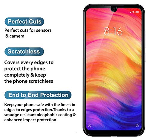 Image of Tempered Glass Screen Protector Compatible for Redmi Note 7, Note 7 pro with Edge to Edge Coverage and Easy Installation Kit, Pack of 1, Black