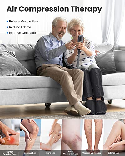 Renpho Leg Massager For Circulation And Pain Relief, Air Compression Foot Calf Massage, Adjustable Leg Wraps, 5 Modes 4 Intensity 3 Timer, Gifts For Mom, Dad #TOP1