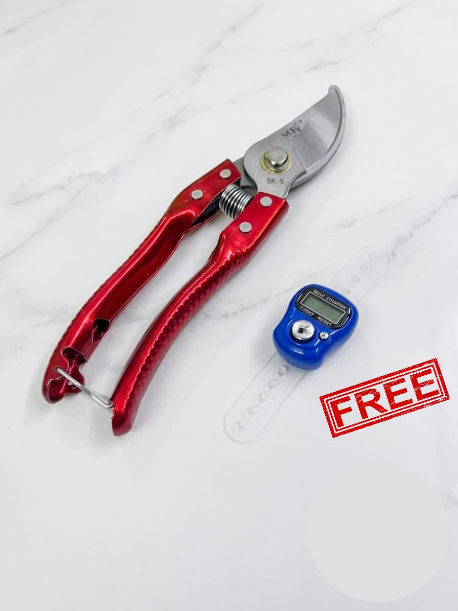 MFY Premium Steel Bypass Pruning Plant Cutter for Garden Use As Pruners, Garden Shears, Heavy Duty Pruning Shears For Gardening, Clippers, Pruner Scissor Tool Non-Slip PVC Coated Handles Lightweight.-image-17