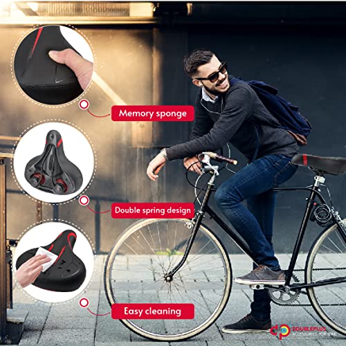 image for Doubleplus Bike Seat, Comfortable Bike Seat Cushion, Bicycle Seat for 