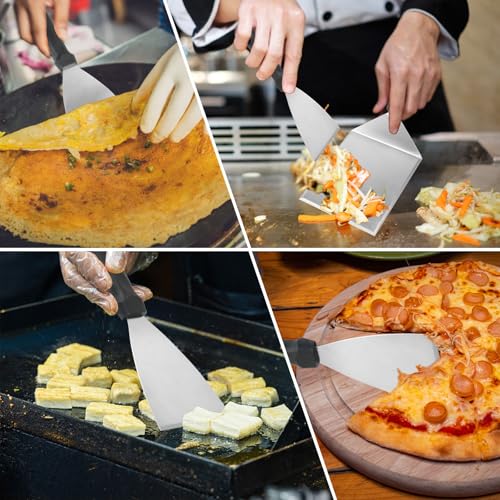 2 Stück Grillspachtel, Grill Spachtel Edelstahl, Grillspachtel mit 2 Haken, Grillwender Grillzubehör für Smash Burger, Teppanyaki, Gasgrill, Feuerplatte Grillschaber