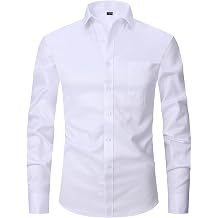 Mens French Cuff Dress Shirt Regular Fit Formal Business Button Down Shirt for Men Long Sleeve Random Cufflinks