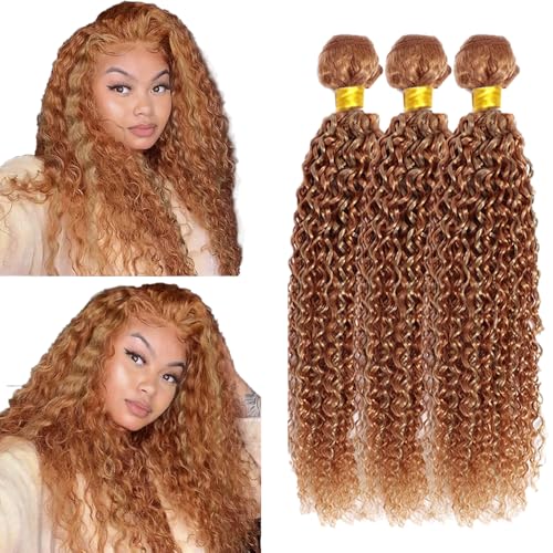 P27/30 Blonde Bundles Human Hair Water Wave Bundles 28 30 32 Inch Unprocessed Brazilian Virgin Remy Hair 3 Bundle Highlight Brown Water Wave Human Hair Extensions 100 Gram Per Bundle