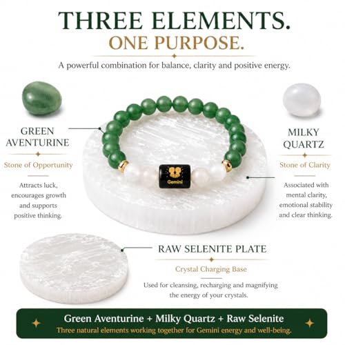 Image of Zodiac Crystal Bracelet with Raw Selenite Plate for Men & Women | Aries, Taurus, Gemini, Cancer, Leo, Virgo, Libra, Scorpio, Sagittarius, Capricorn, Aquarius & Pisces Rashi Bracelet | Astrology Healing Crystal Gift