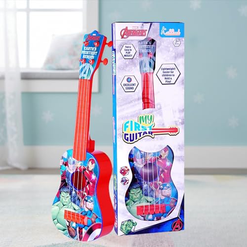Image of Marvel Avengers Theme 4-String Guitar Toy for Kids (Big)-Educational Musical Instrument for Toddlers & Children,Safe & Lightweight Fingerstyle Play, Ideal Gift for Boys & Girls 3+ Years,Red