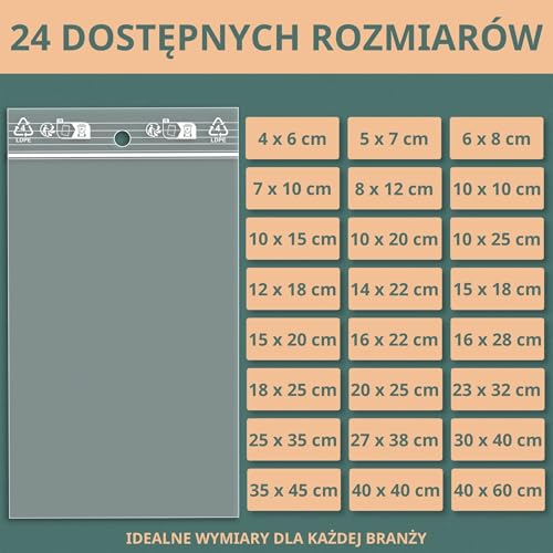 PACKY - Woreczki Strunowe – Przezroczysty Woreczek Plastikowy – 24 Dostępne Rozmiary – Od 100 Do 1000 Sztuk – Woreczek Do Mrożenia z Zamkiem – Zamykany Woreczek – Ziplock – 30x40 Cm Zestaw 1000 Sztuk