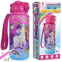 Mocoosy Unicorn & Mermaid Water Bottle with Waterproof Stickers- 27oz Leakproof Insulated Sport Bottle with Lids - Decorating Kit & Birthday Gift for Girls 4-12 (Pink)