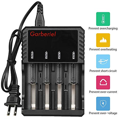 4 Bay 18650 Battery Charger Intelligent Li-ion Charger for Rechargeable Battery 26650, 18650