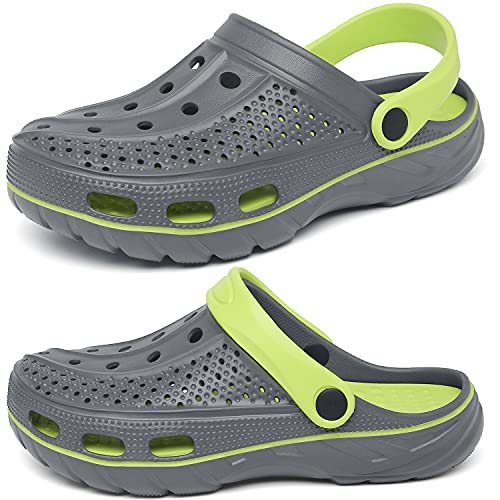 Chaychax Men's And Women's Arch Support Clogs Garden Shoes Slip-On Outdoor Beach Slippers With Removable Cushion Footbed, Black Grey, 6-7 Women/5-6 Men #TOP2