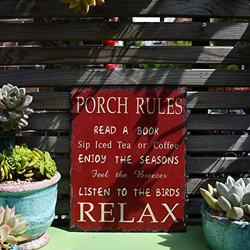 Yk Decor Porch Rules Metal Sign Read A Book Sip Iced Tea Enjoy Seasons Listen To Birds Relax Decorative Porch Signs For Home Decor #TOP1
